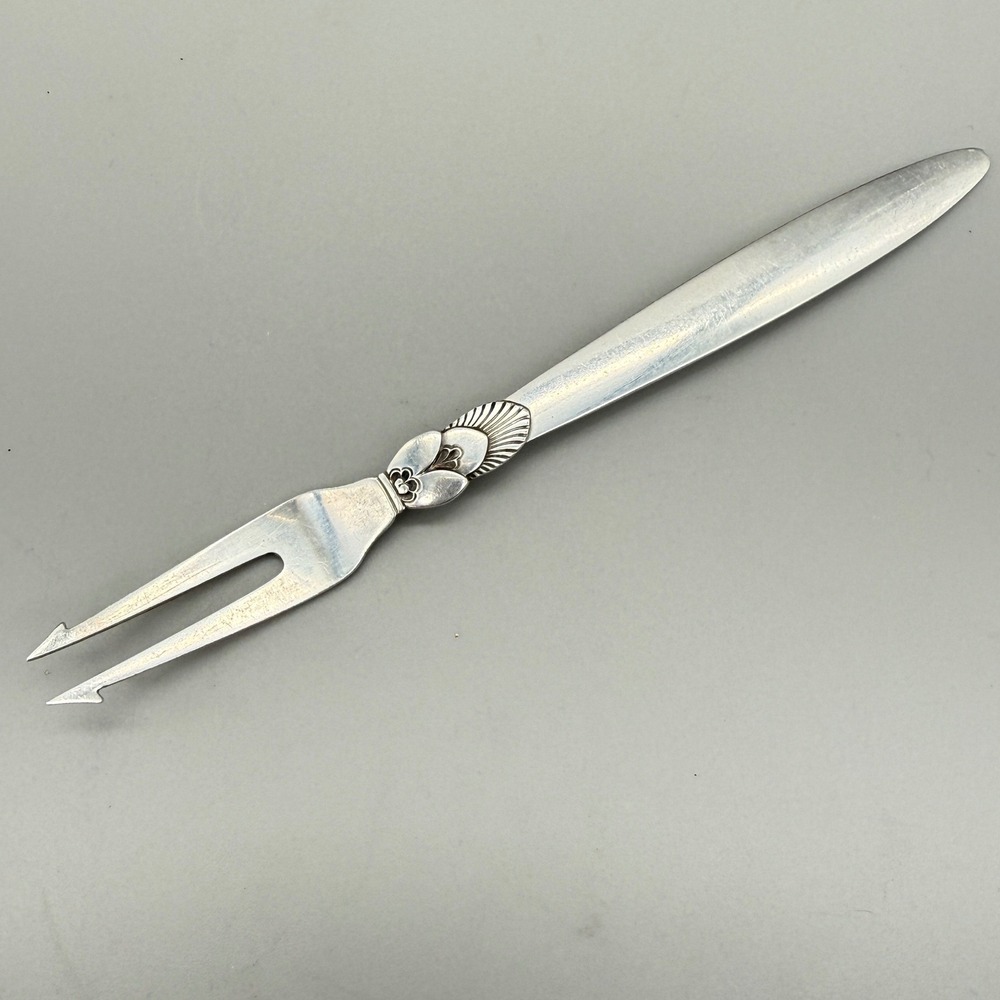 Georg Jensen Sterling Silver Cactus Lemon Fork Danish Mid Century Modern 25.7g